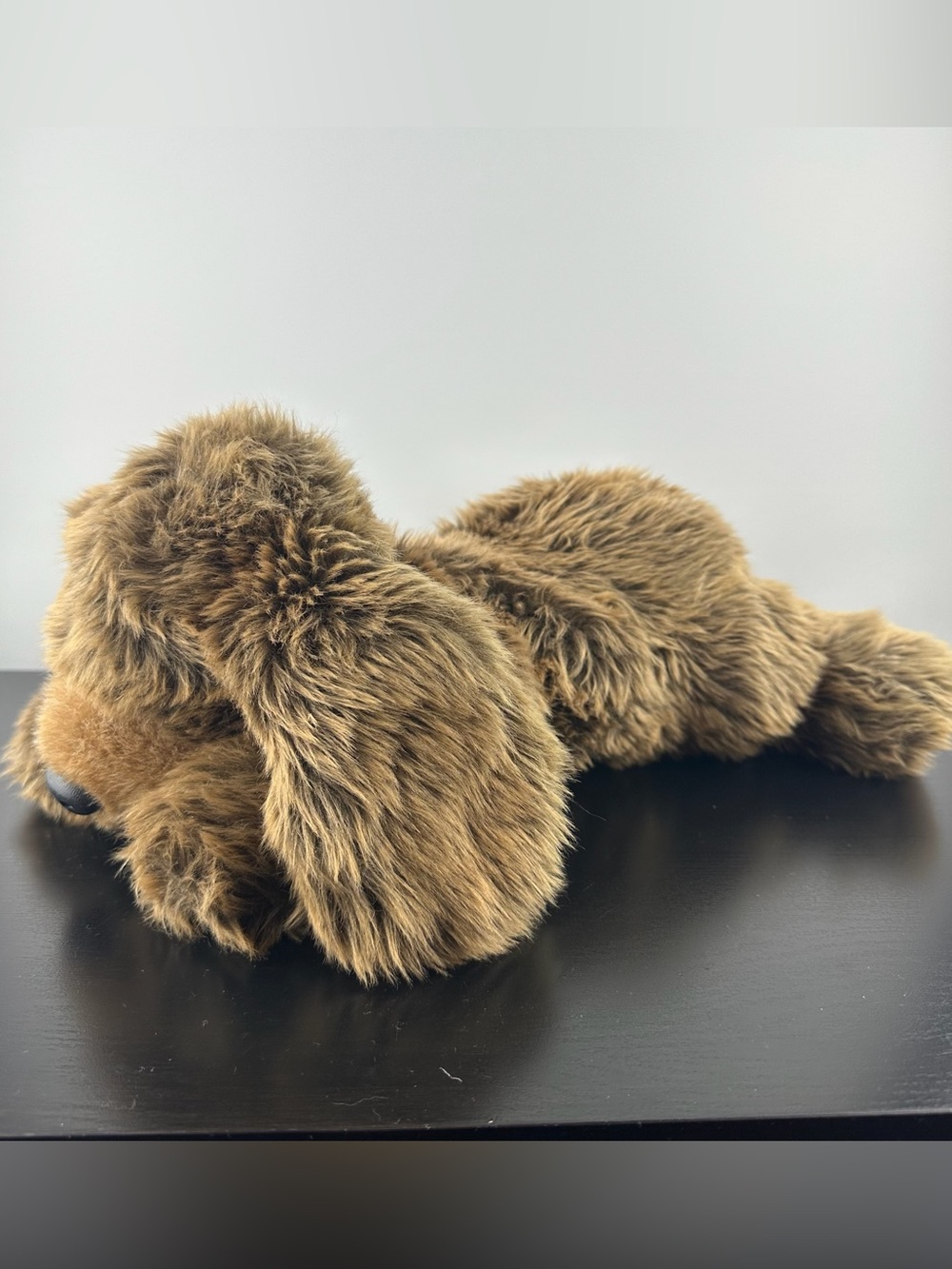 Gund RARE Laying Down Brown Puppy Dog 14” Large Shaggy Plush